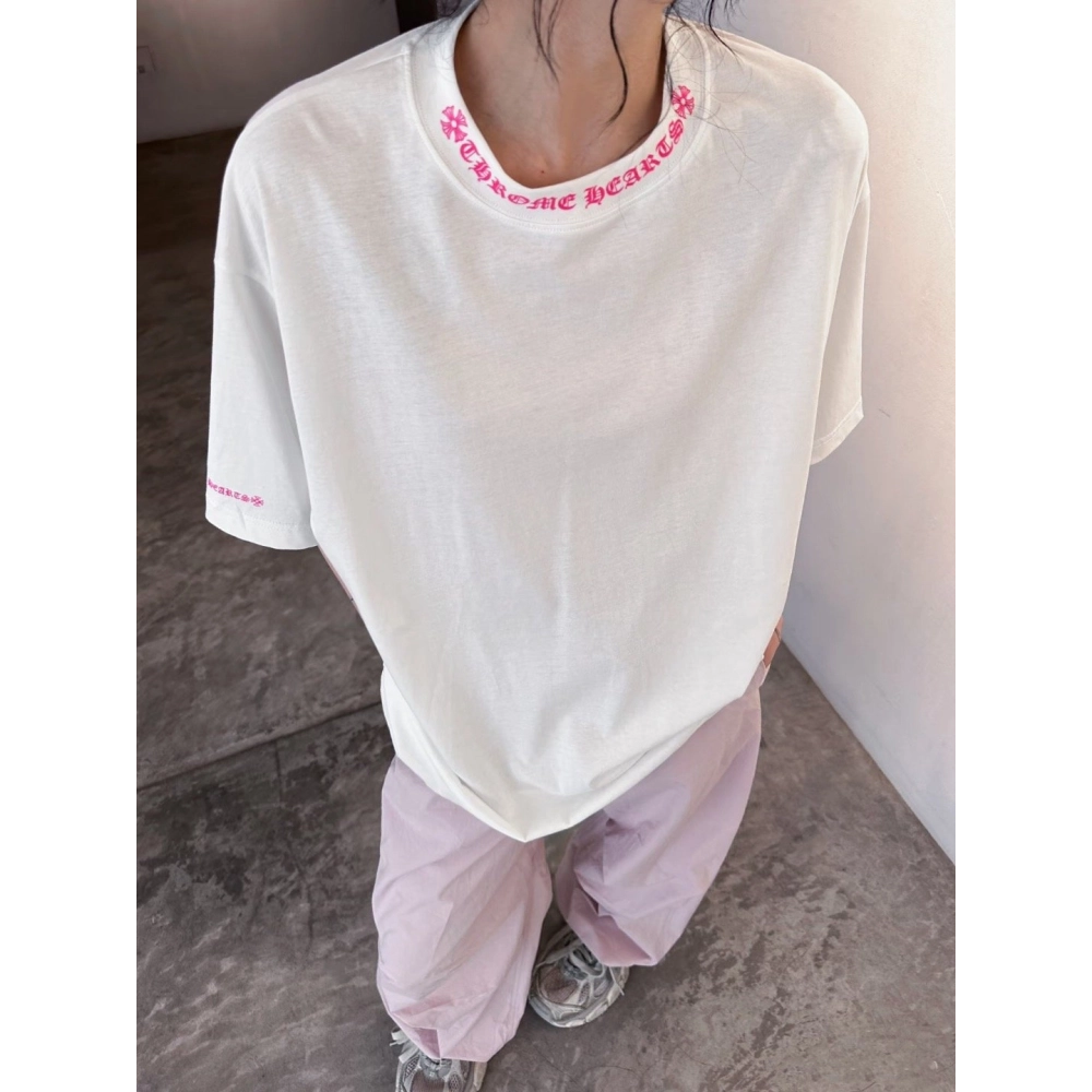 Chrome Hearts Collar Button Letter Print Short Sleeve 207
