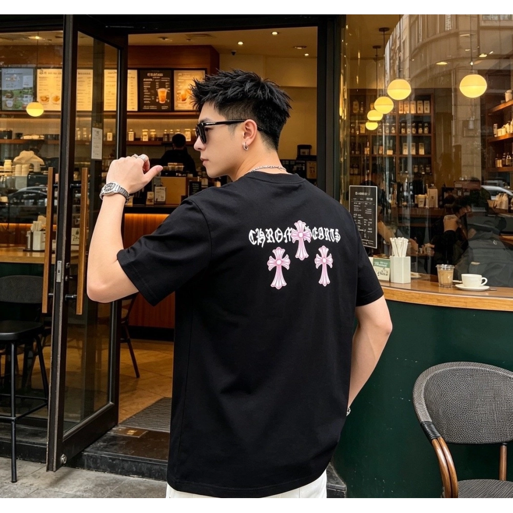 Chrome Hearts Black & Red Cross Short Sleeve 212