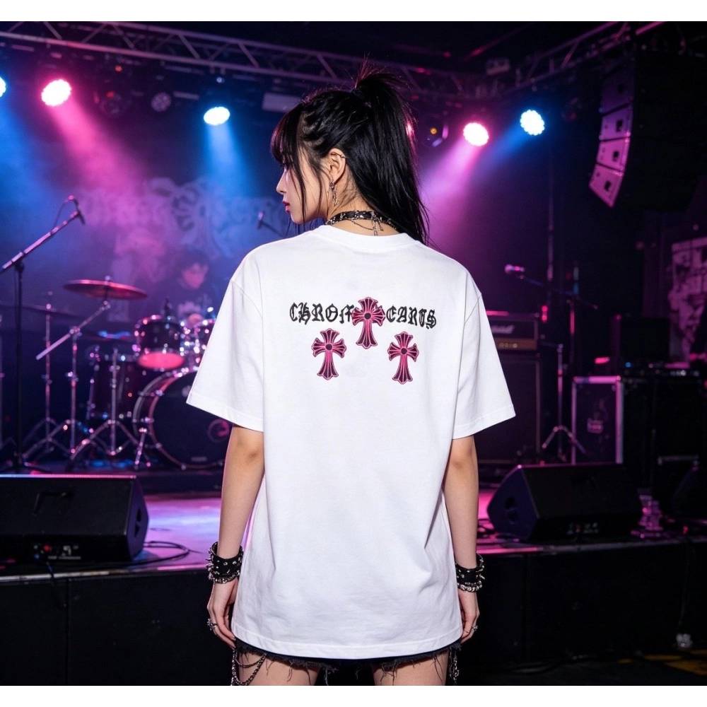 Chrome Hearts Black & Red Cross Short Sleeve 213