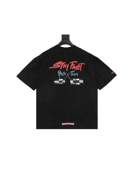 Chrome Hearts Pink Letter Graffiti Print Short Sleeve 214