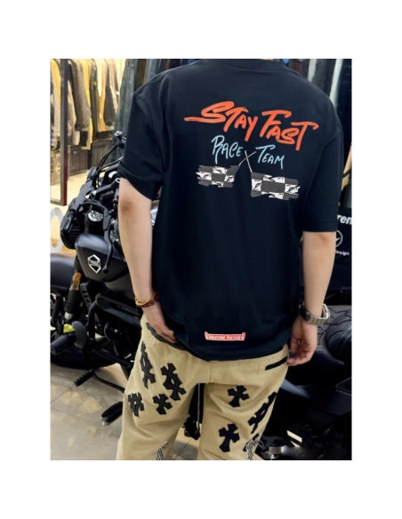 Chrome Hearts Pink Letter Graffiti Print Short Sleeve 214