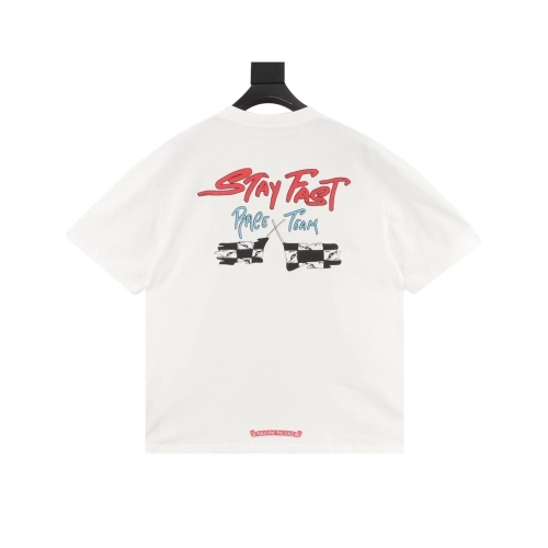 Chrome Hearts Pink Letter Graffiti Print Short Sleeve 215