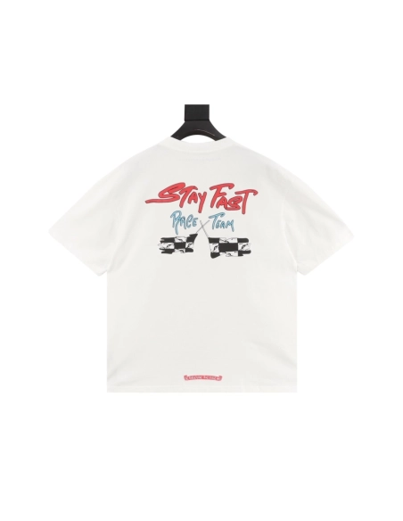 Chrome Hearts Pink Letter Graffiti Print Short Sleeve 215
