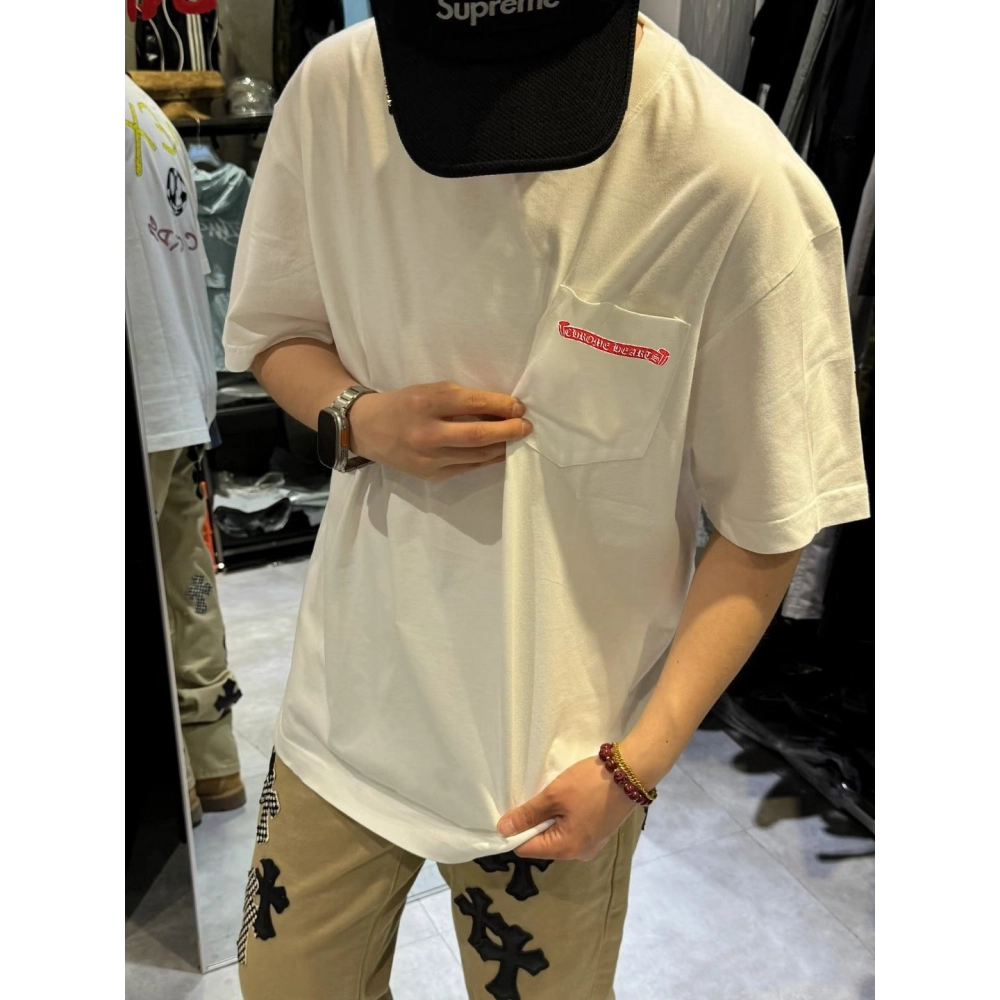 Chrome Hearts Pink Letter Graffiti Print Short Sleeve 215