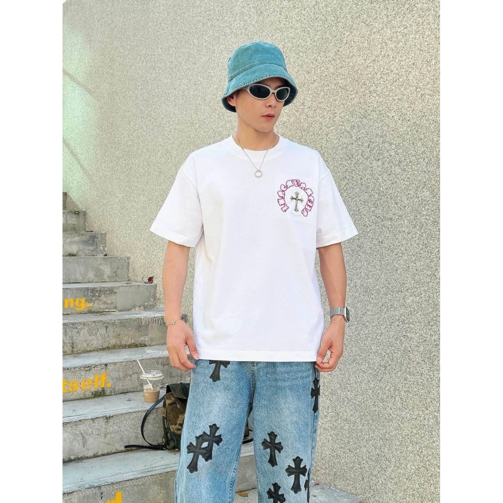 Chrome Hearts Patch Embroidery Letter Hardware Cross Short Sleeve 220