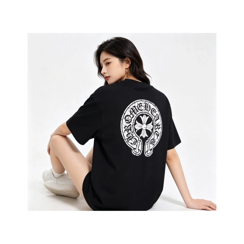 Chrome Hearts Crackle Horseshoe Cross Print Short Sleeve 221