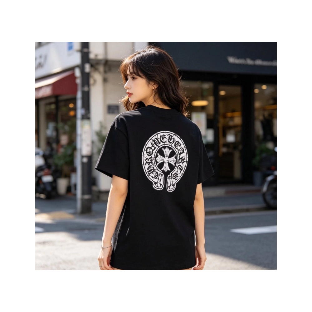 Chrome Hearts Crackle Horseshoe Cross Print Short Sleeve 221