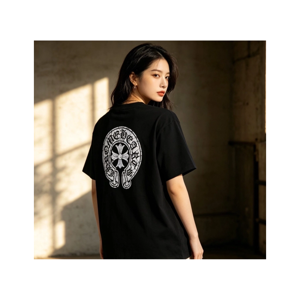 Chrome Hearts Crackle Horseshoe Cross Print Short Sleeve 221
