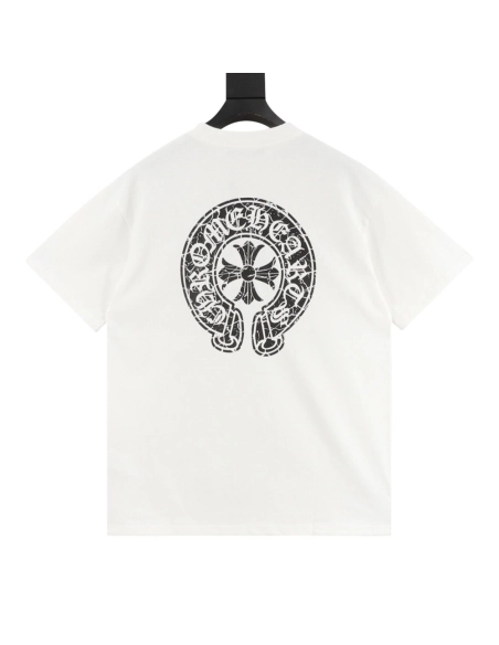 Chrome Hearts Crackle Horseshoe Cross Print Short Sleeve 222