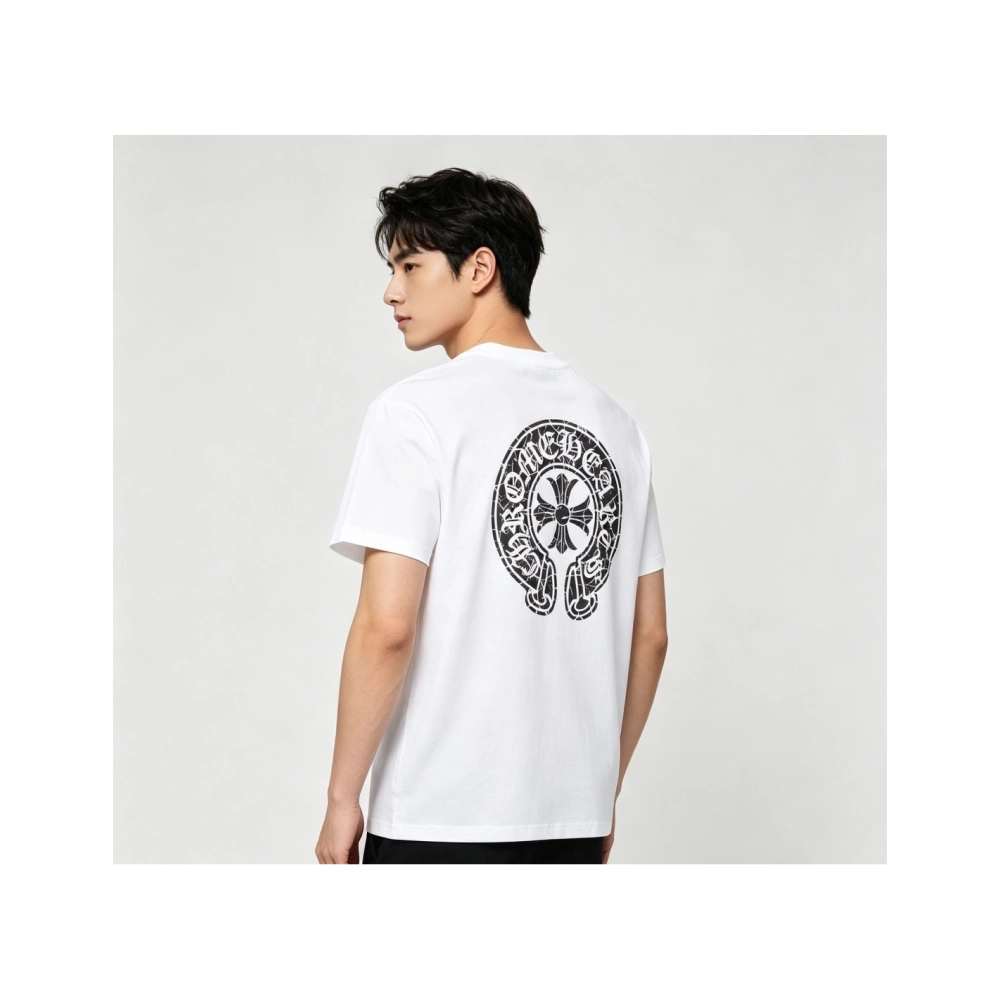 Chrome Hearts Crackle Horseshoe Cross Print Short Sleeve 222