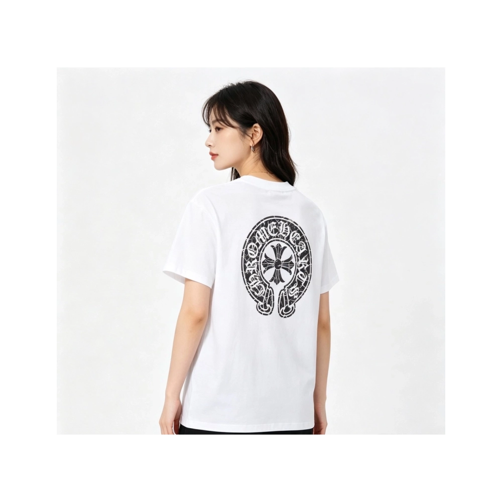 Chrome Hearts Crackle Horseshoe Cross Print Short Sleeve 222