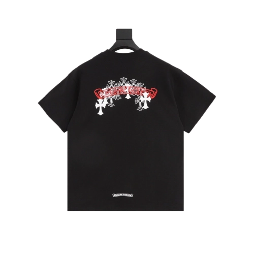 Chrome Hearts Scroll Black & White Cross Short Sleeve 223