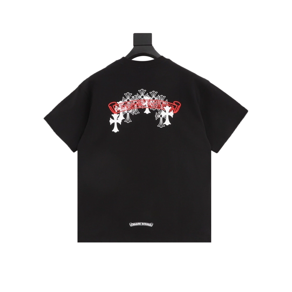 Chrome Hearts Scroll Black & White Cross Short Sleeve 223