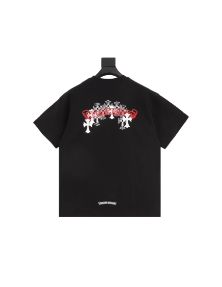 Chrome Hearts Scroll Black & White Cross Short Sleeve 223