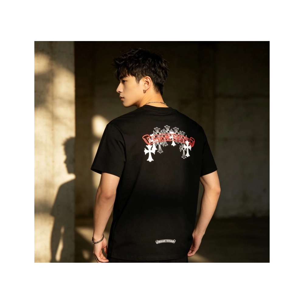 Chrome Hearts Scroll Black & White Cross Short Sleeve 223