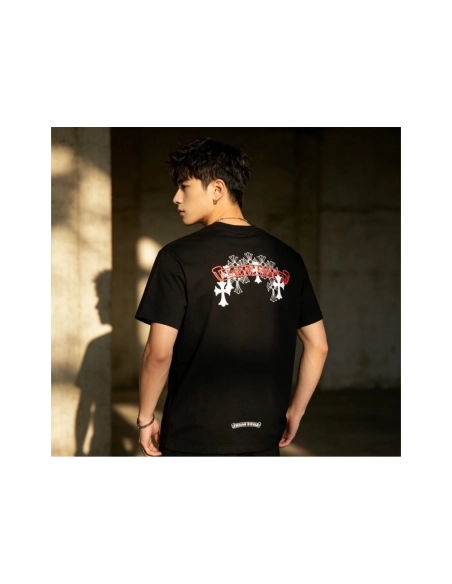 Chrome Hearts Scroll Black & White Cross Short Sleeve 223