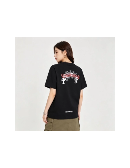 Chrome Hearts Scroll Black & White Cross Short Sleeve 223