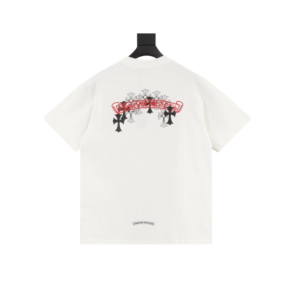 Chrome Hearts Scroll Black & White Cross Short Sleeve 224