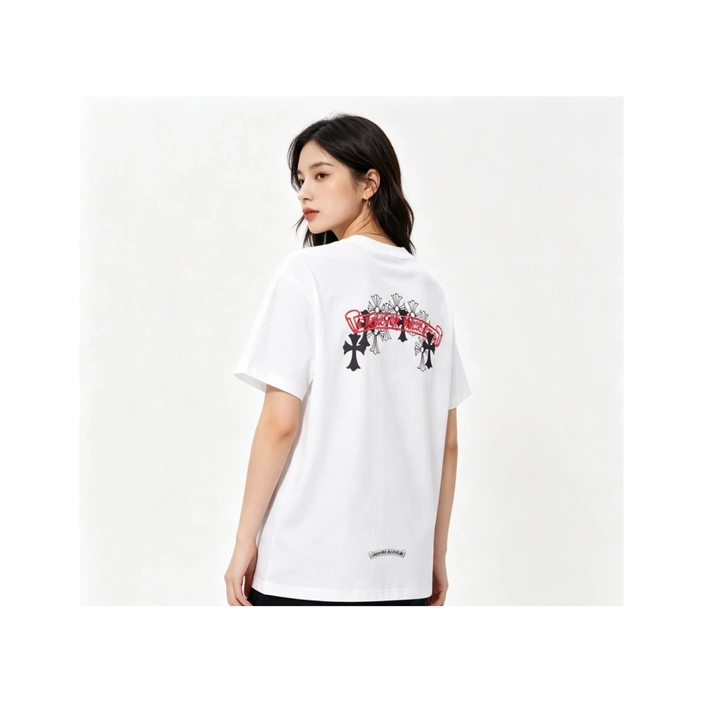 Chrome Hearts Scroll Black & White Cross Short Sleeve 224