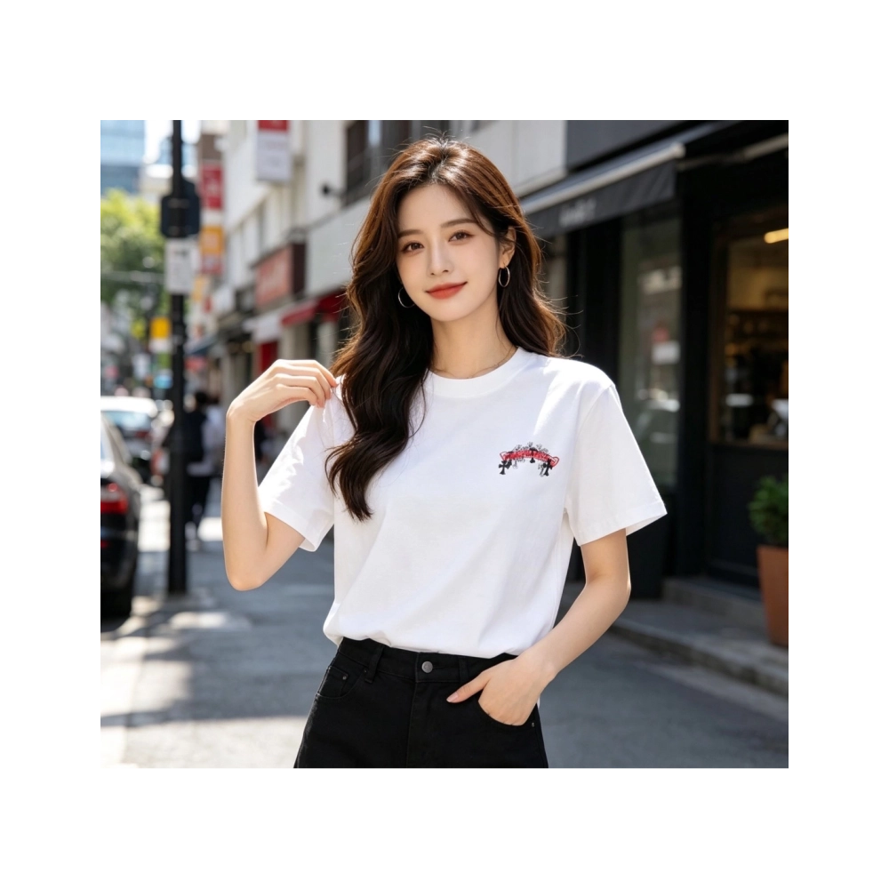 Chrome Hearts Scroll Black & White Cross Short Sleeve 224