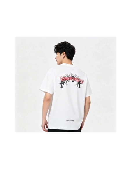 Chrome Hearts Scroll Black & White Cross Short Sleeve 224