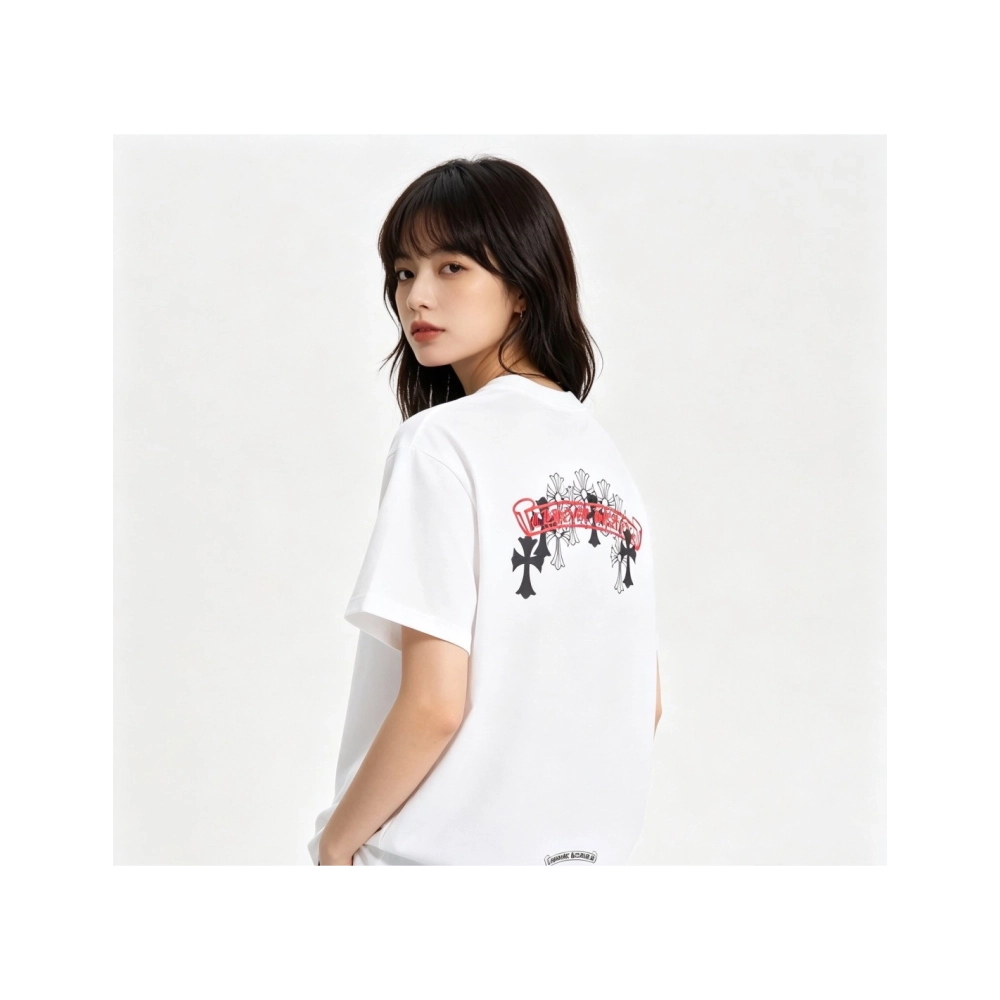 Chrome Hearts Scroll Black & White Cross Short Sleeve 224