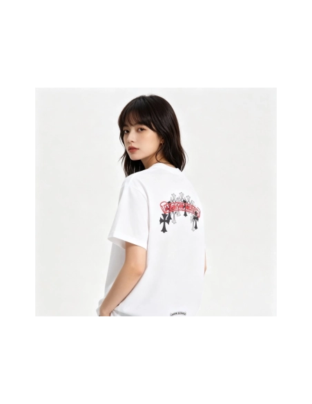 Chrome Hearts Scroll Black & White Cross Short Sleeve 224