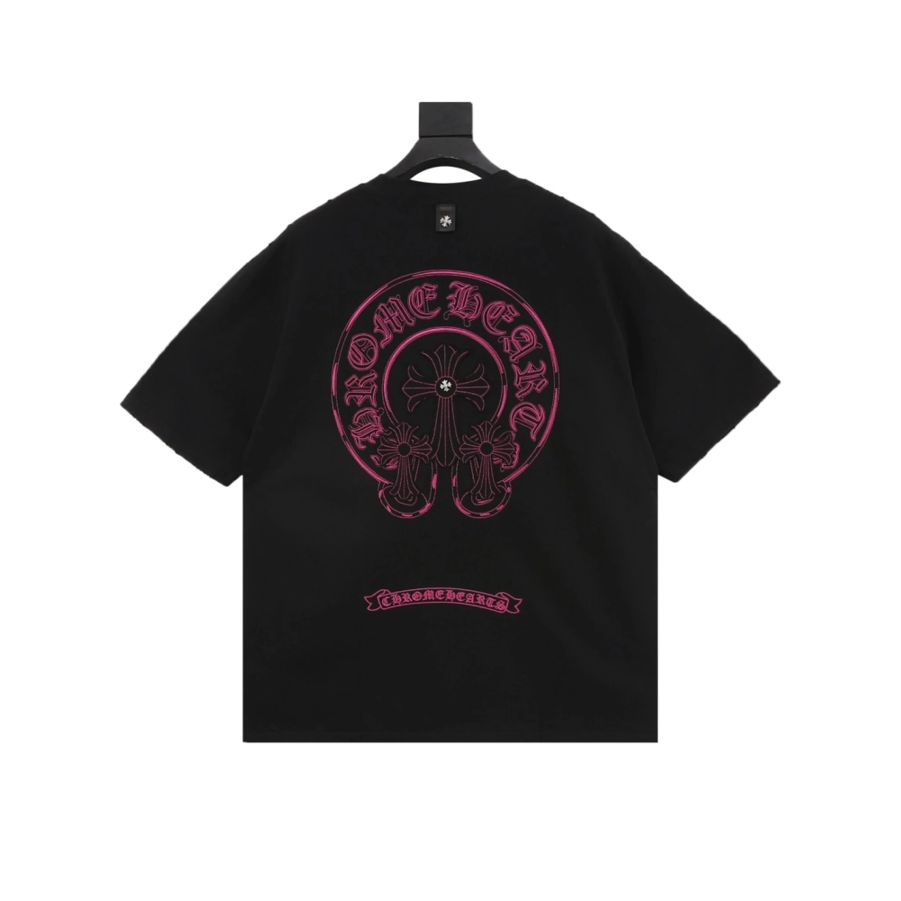 Chrome Hearts Horseshoe Burnout Patch Embroidery Distressed Short Sleeve 241