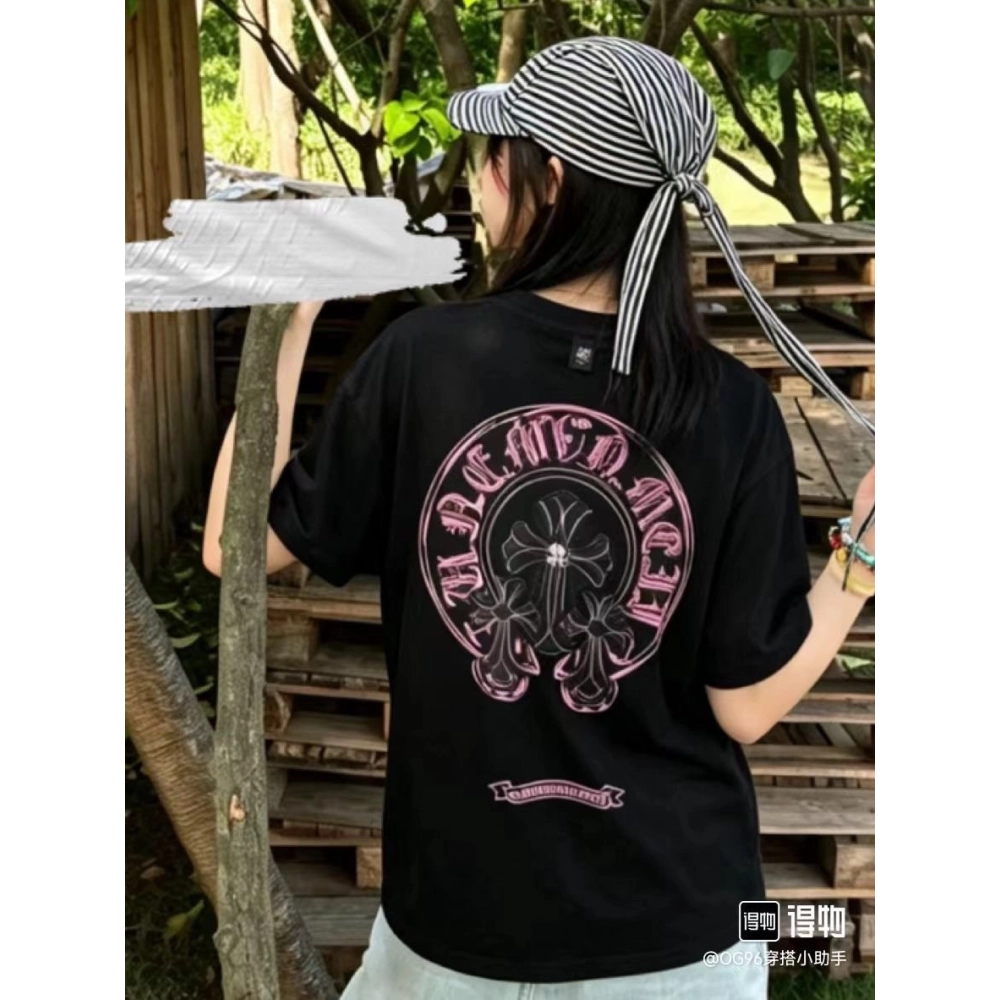 Chrome Hearts Horseshoe Burnout Patch Embroidery Distressed Short Sleeve 241