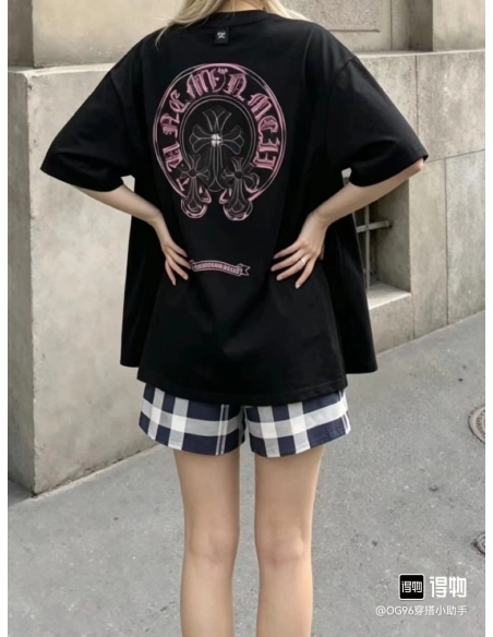 Chrome Hearts Horseshoe Burnout Patch Embroidery Distressed Short Sleeve 241