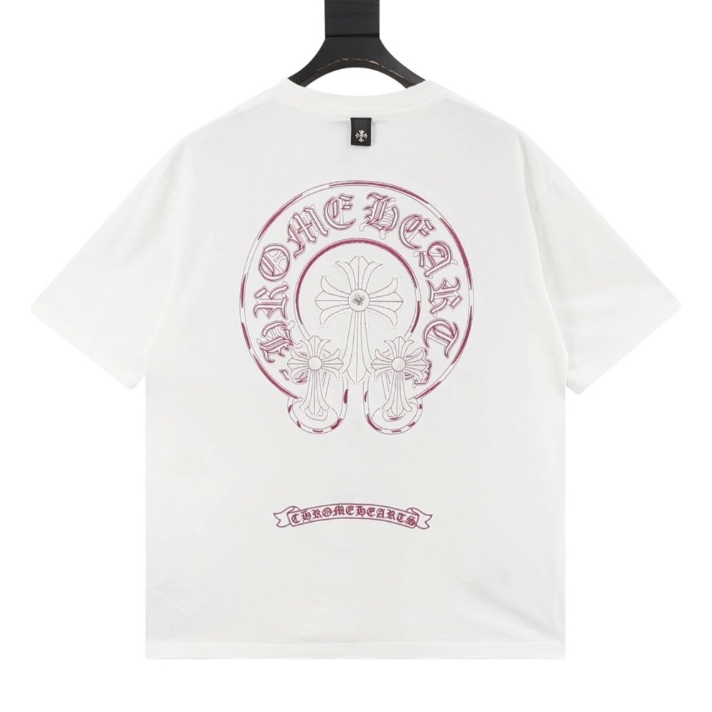 Chrome Hearts Horseshoe Burnout Patch Embroidery Distressed Short Sleeve 242
