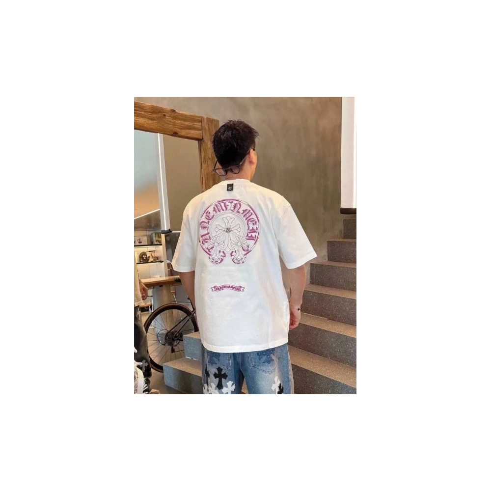Chrome Hearts Horseshoe Burnout Patch Embroidery Distressed Short Sleeve 242