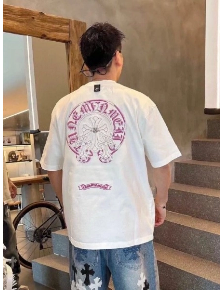 Chrome Hearts Horseshoe Burnout Patch Embroidery Distressed Short Sleeve 242