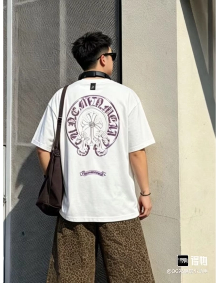 Chrome Hearts Horseshoe Burnout Patch Embroidery Distressed Short Sleeve 242
