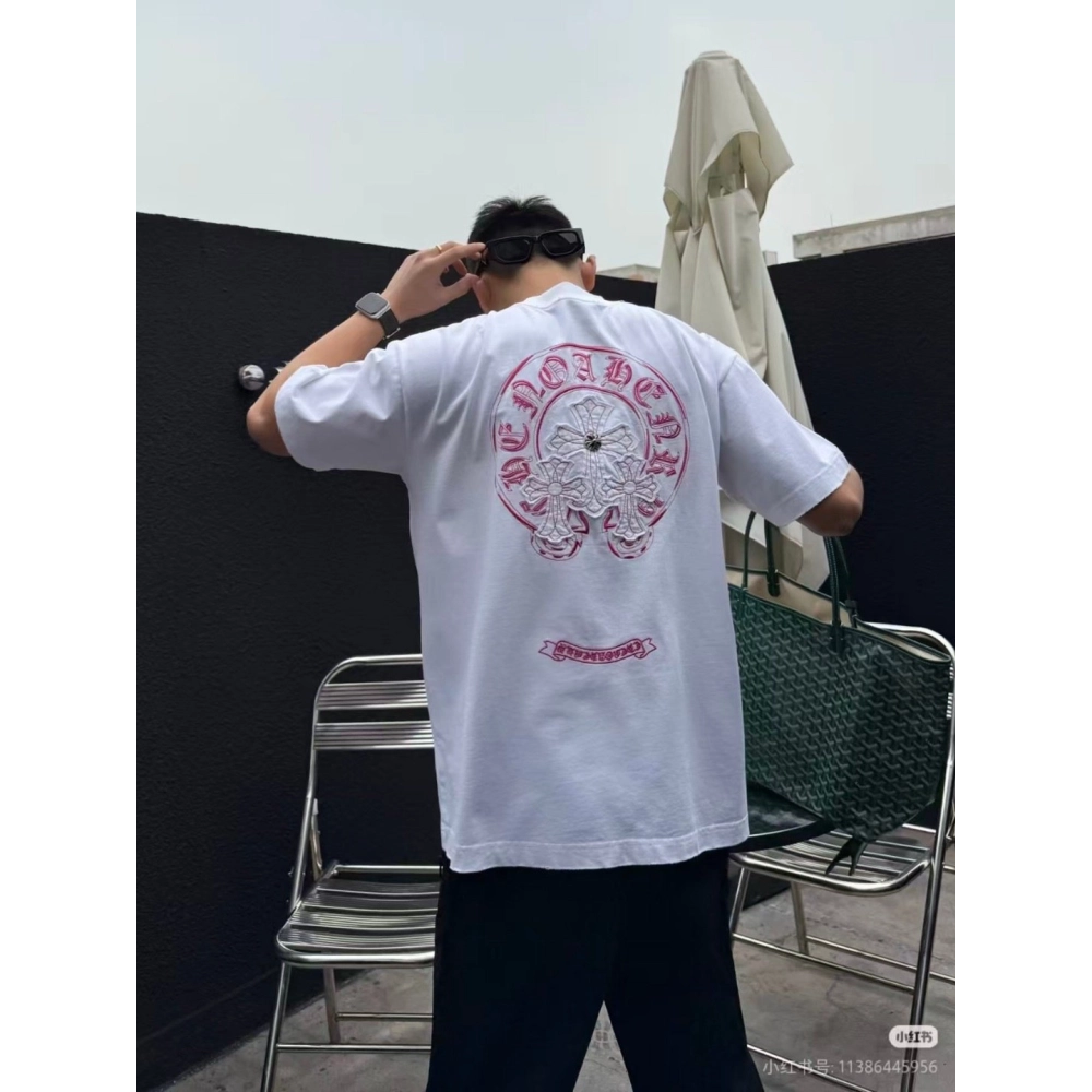 Chrome Hearts Horseshoe Burnout Patch Embroidery Distressed Short Sleeve 242