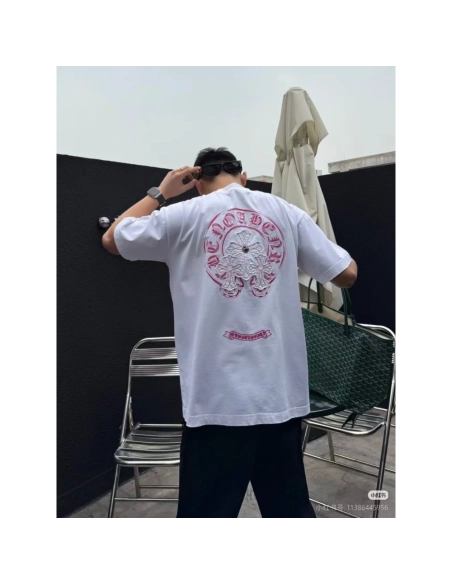 Chrome Hearts Horseshoe Burnout Patch Embroidery Distressed Short Sleeve 242