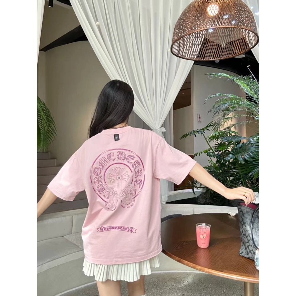 Chrome Hearts Horseshoe Burnout Patch Embroidery Distressed Short Sleeve 243