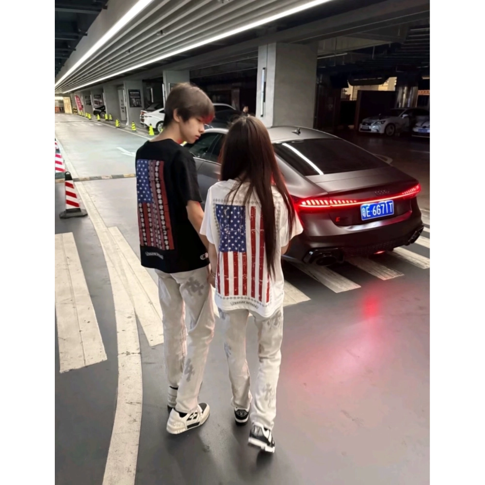 Chrome Hearts Vertical Flag Print Short Sleeve 247