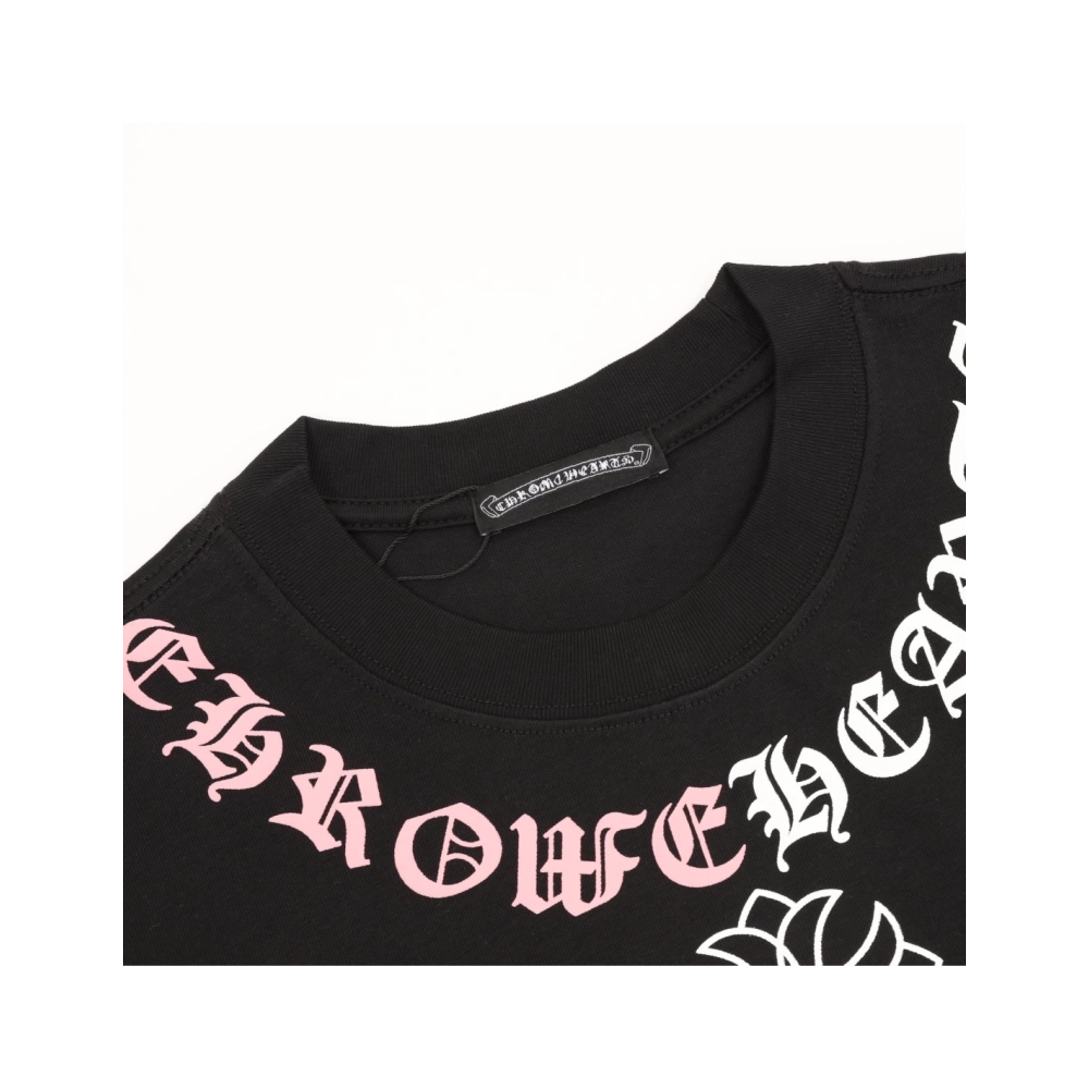 Chrome Hearts Color-Block Gothic Letter Cross Necklace Short Sleeve 253
