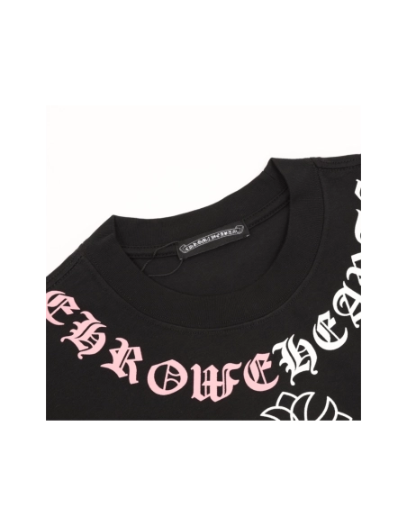 Chrome Hearts Color-Block Gothic Letter Cross Necklace Short Sleeve 253