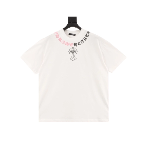 Chrome Hearts Color-Block Gothic Letter Cross Necklace Short Sleeve 254