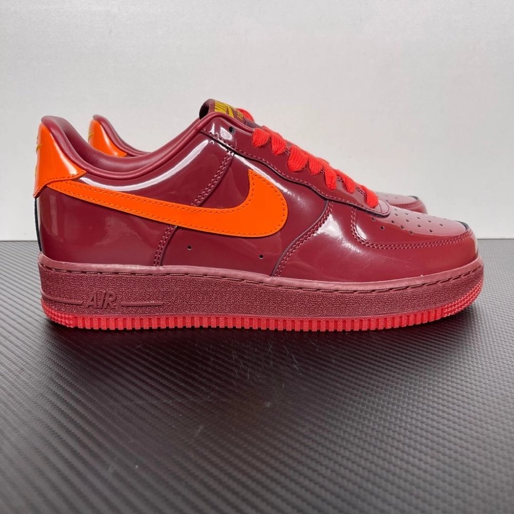 Nike Air Force 1 Low - Patent Leather Dark Team Red Safety Orange,NIKE AIR FORCE,NIKE SHOES