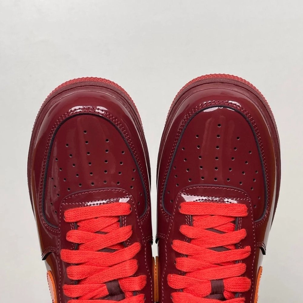 Nike Air Force 1 Low - Patent Leather Dark Team Red Safety Orange,NIKE AIR FORCE,NIKE SHOES