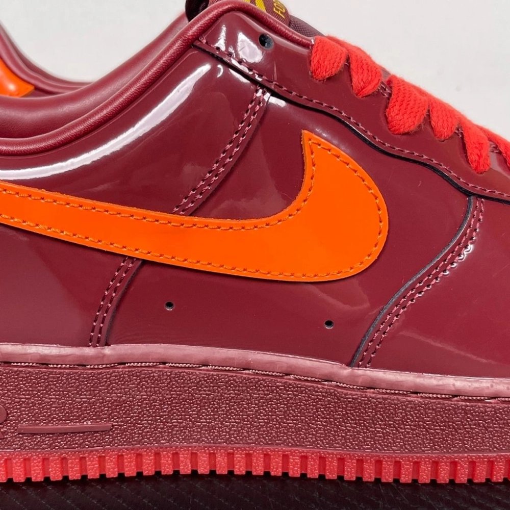 Nike Air Force 1 Low - Patent Leather Dark Team Red Safety Orange,NIKE AIR FORCE,NIKE SHOES
