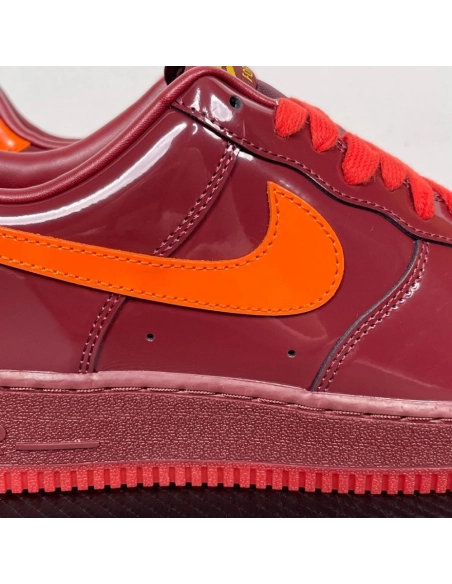 Nike Air Force 1 Low - Patent Leather Dark Team Red Safety Orange,NIKE AIR FORCE,NIKE SHOES