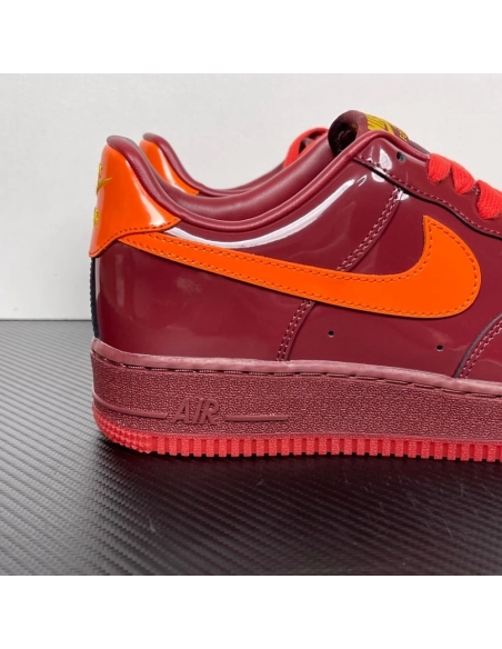 Nike Air Force 1 Low - Patent Leather Dark Team Red Safety Orange,NIKE AIR FORCE,NIKE SHOES