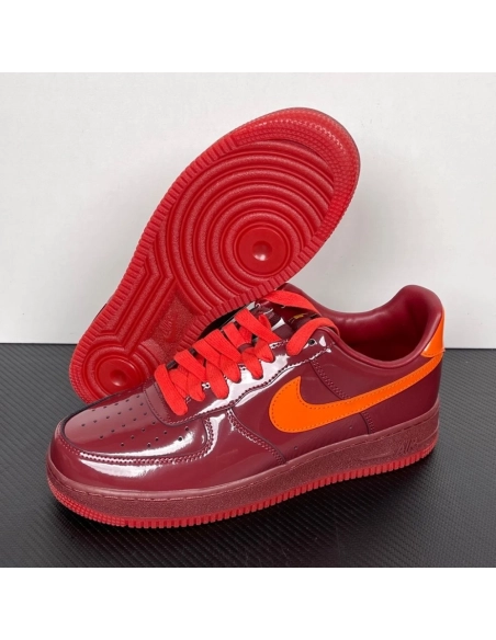 Nike Air Force 1 Low - Patent Leather Dark Team Red Safety Orange,NIKE AIR FORCE,NIKE SHOES