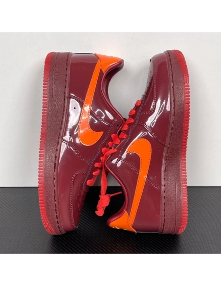 Nike Air Force 1 Low - Patent Leather Dark Team Red Safety Orange,NIKE AIR FORCE,NIKE SHOES
