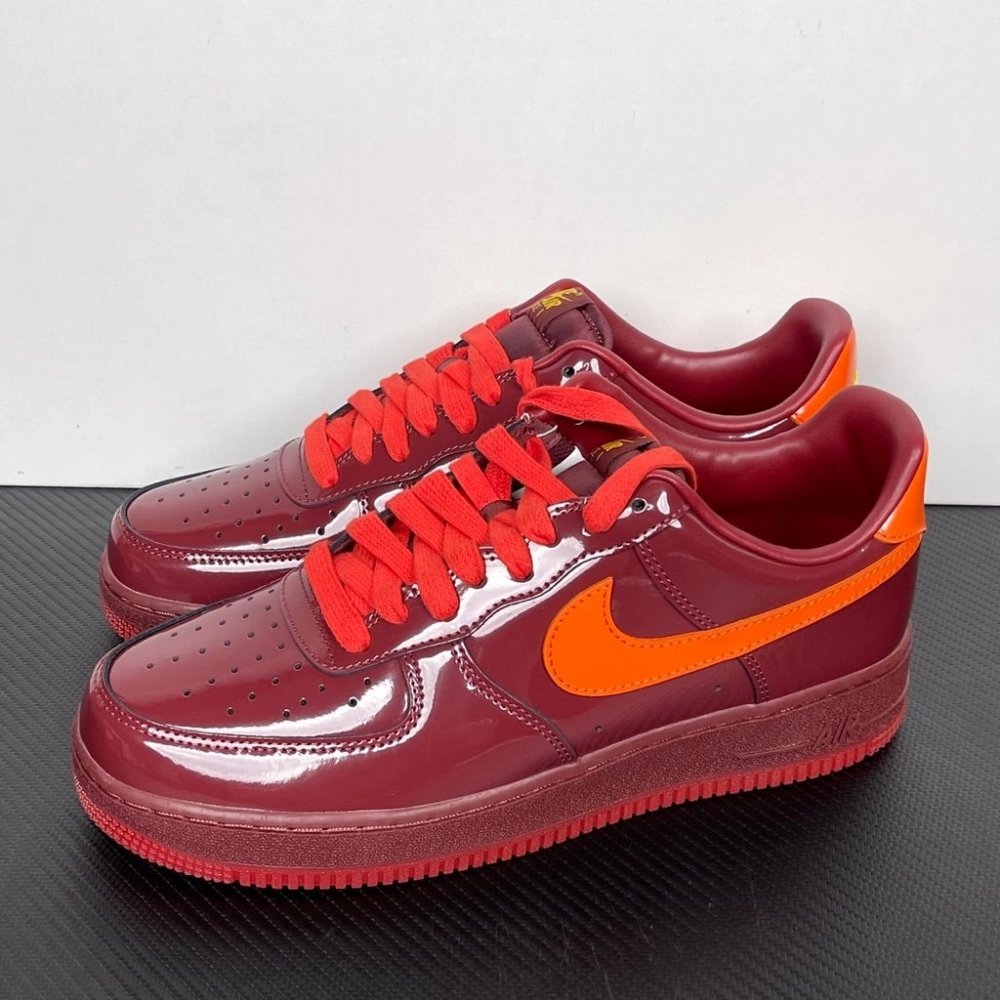 Nike Air Force 1 Low - Patent Leather Dark Team Red Safety Orange,NIKE AIR FORCE,NIKE SHOES