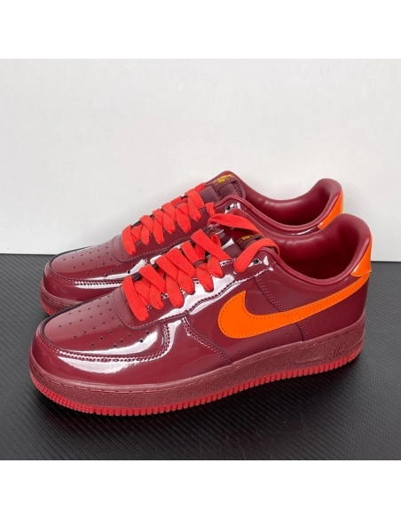 Nike Air Force 1 Low - Patent Leather Dark Team Red Safety Orange,NIKE AIR FORCE,NIKE SHOES